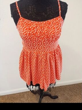 Hollister Salmon Pink and White Floral Camisole